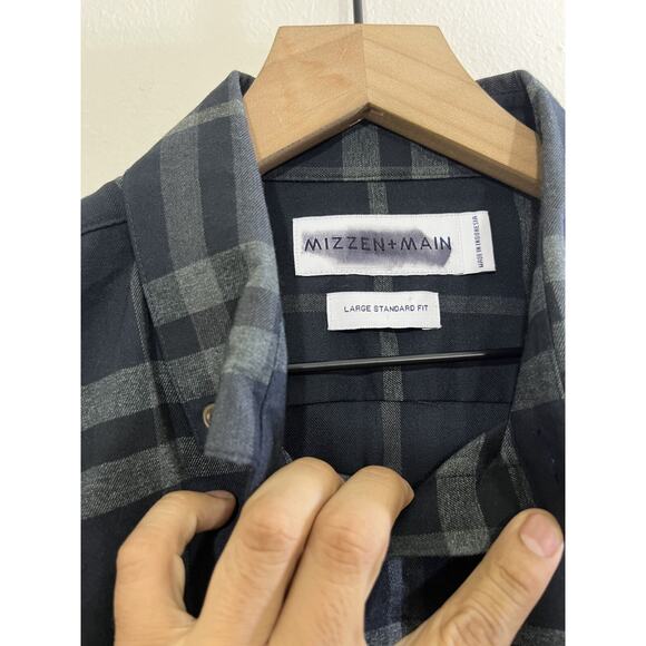 Mizzen Main Proctor Button Up Shirt Windowpane Work Business Office Dad Casual - Picture 6 of 14